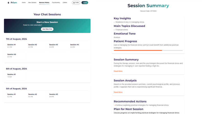 Session Summary Interface